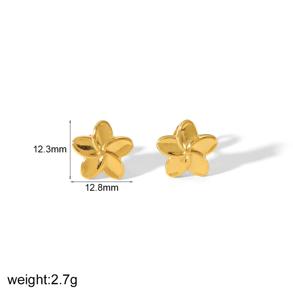 1 Pair Sweet Simple Style Flower Shape Stainless Steel 18K Gold Plated Women's Stud Earrings h5 Picture2